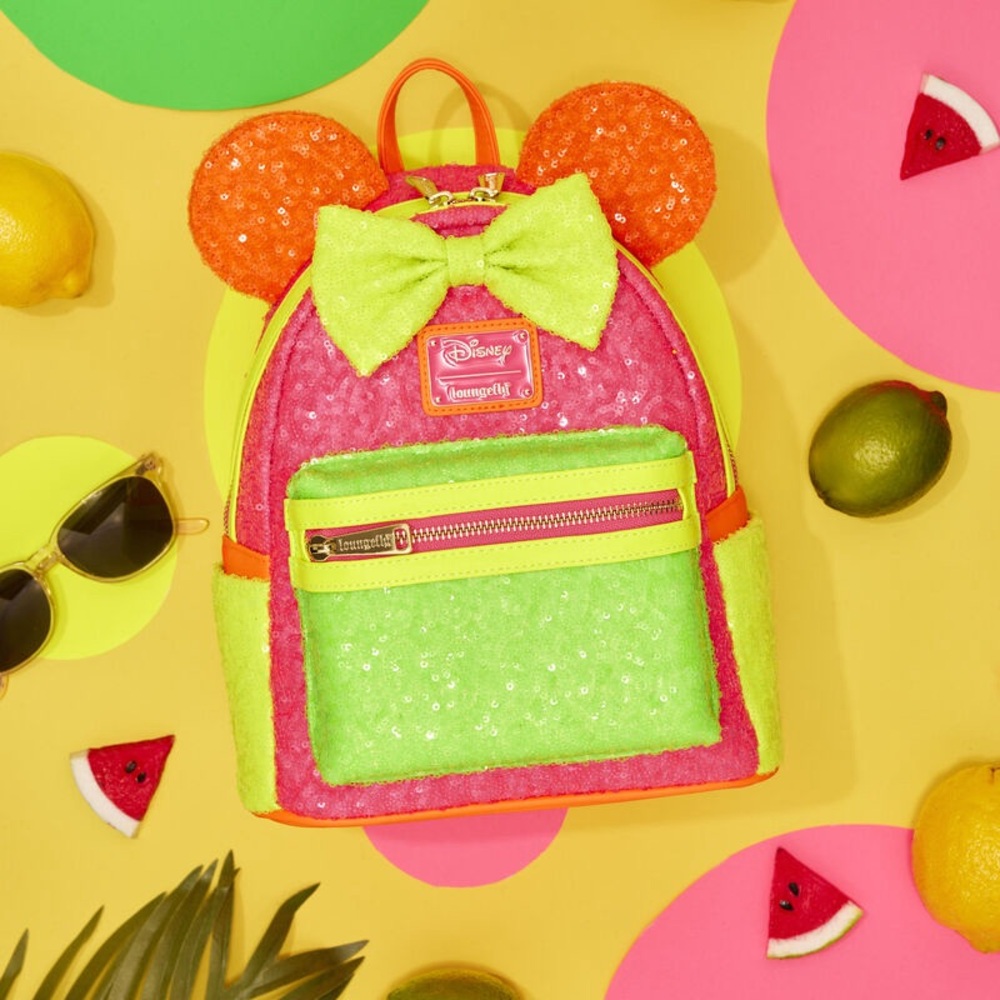 Loungefly Minnie Mouse Neon Sequin Mini Backpack